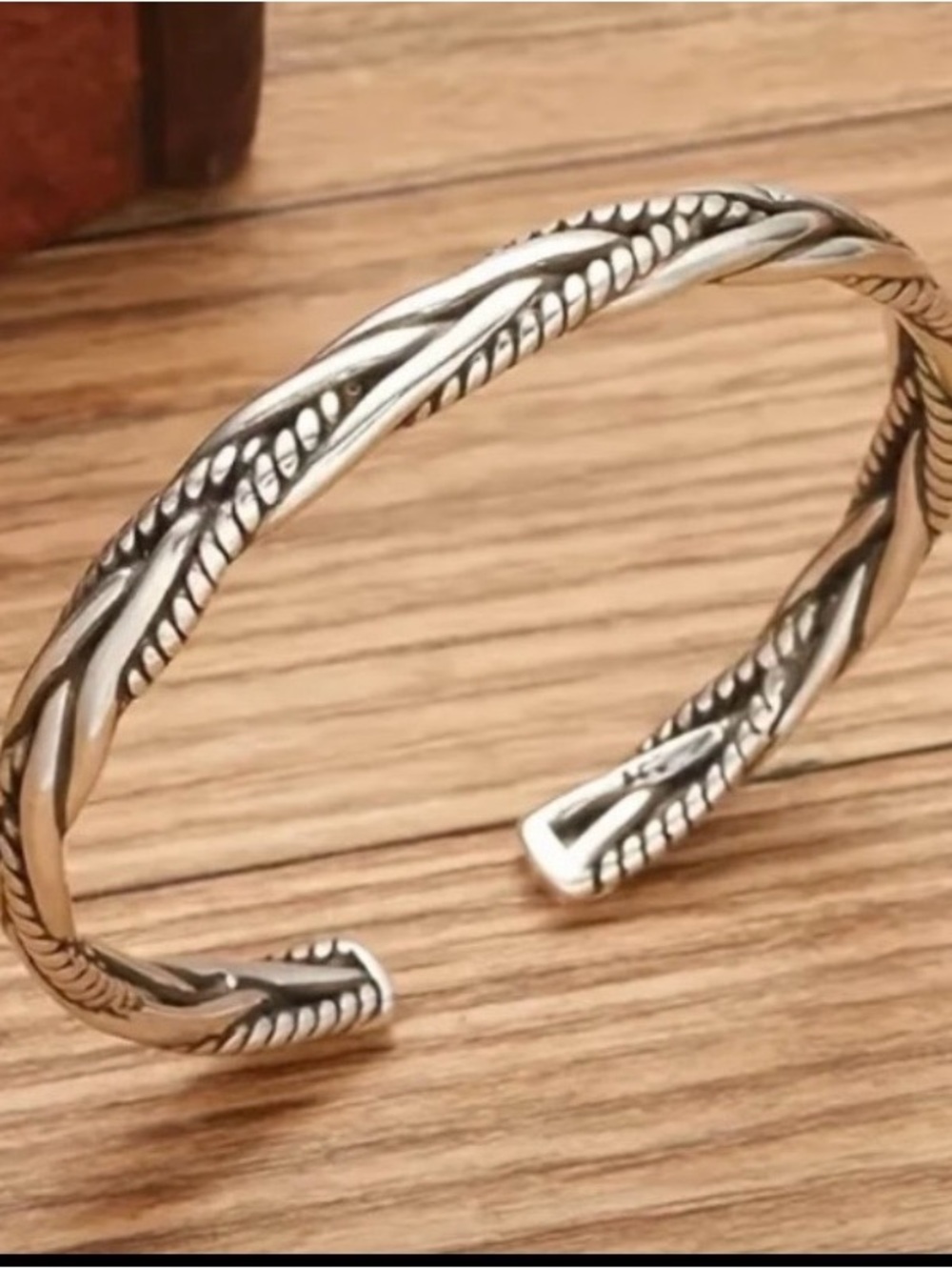 Silver Men's Braided Cuff Bracelet
